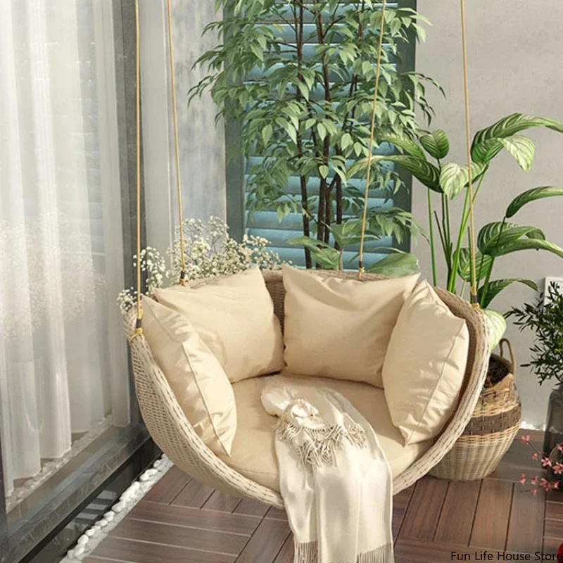 Creative Outdoor Swing Hanging Basket Hanging Chair, Indoor Balcony Leisure Rattan Chair, Nordic Rocking Chair, Home Furniture