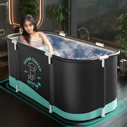 Portable Bathtub Soaking Bathing Tub 45.3x23.6x19.7 Inch Foldable Bathtub Hot Bathtub Ice Bath Tub Separate Family Bathroom