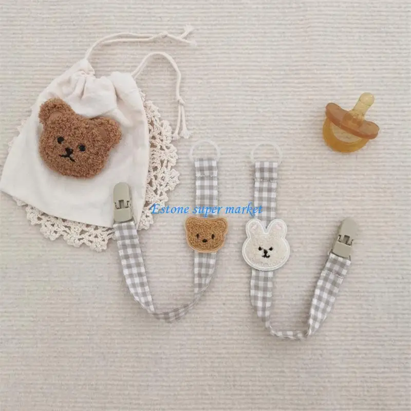090B Bear Rabbit Pacifier Clip Chain Stylish Newborn Pacifier Holder for Nipple Holder Keep Child Pacifier Safes & Clean
