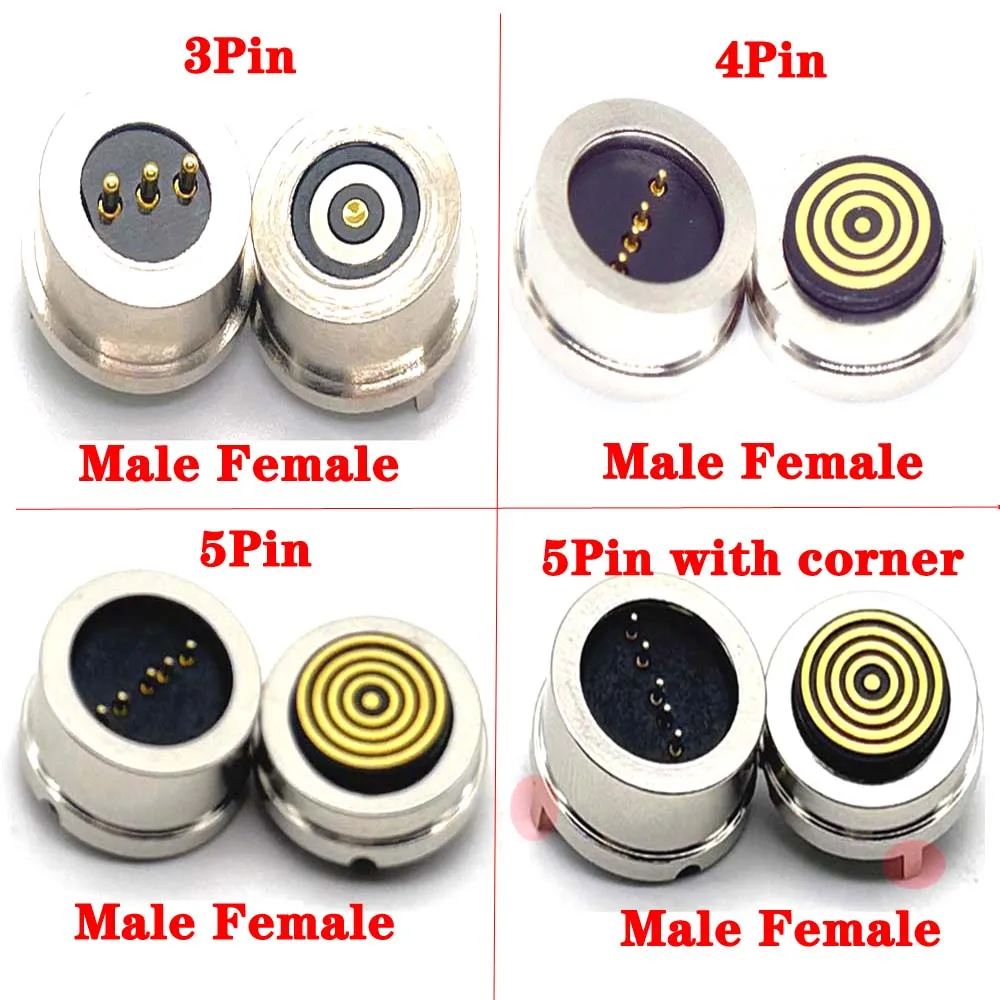 3P 4P 360° Blind Suction DC Magnetic PogoPin Connector Pogopin Male Female 2A Waterproof High Current Spring Loaded Power Socket