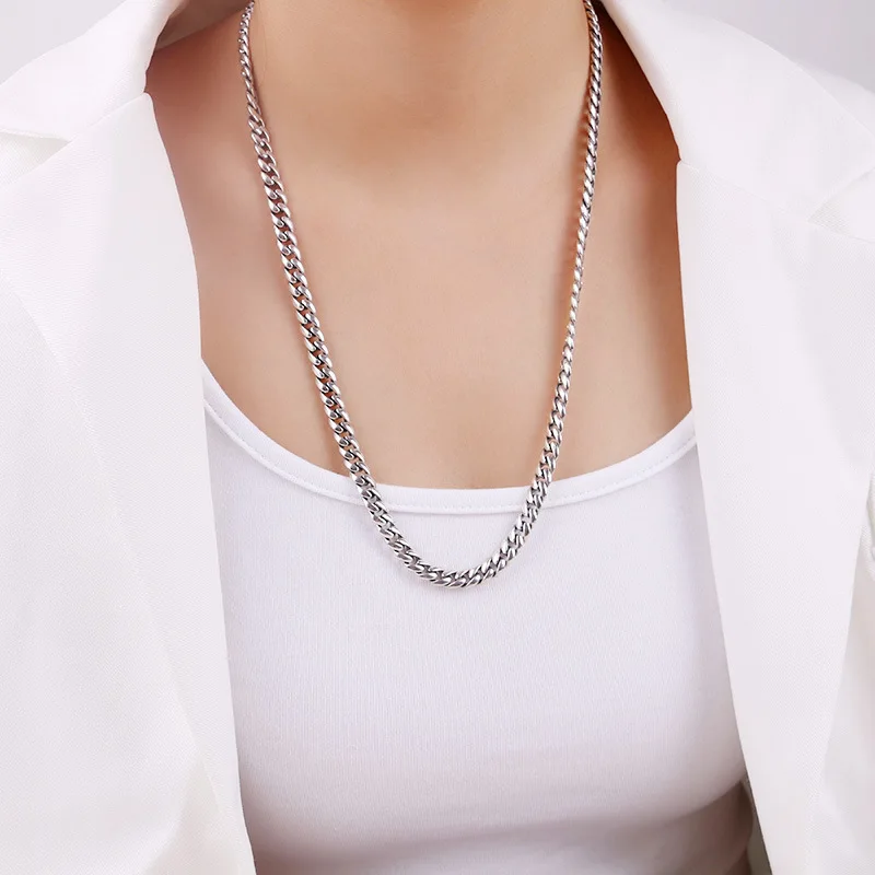 

N Street Glossy Tank Silver Necklace 925 Silver Men And Women Fashion Vintage Woven Collarbone Chain