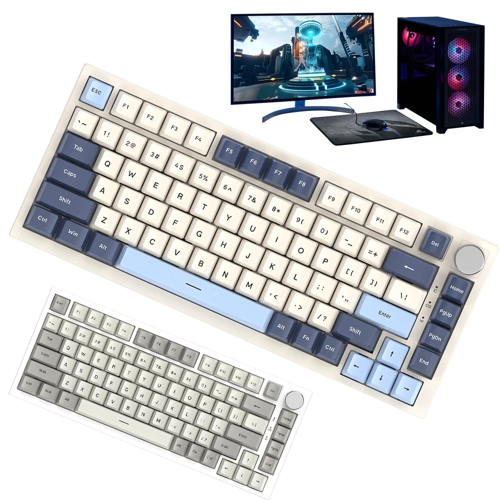 

K85 Magnetic Axis Keyboard 82 Key RGB Backlit Keyboard USB Interface Wired Mechanical Keyboard with Rotary Button for Games Work