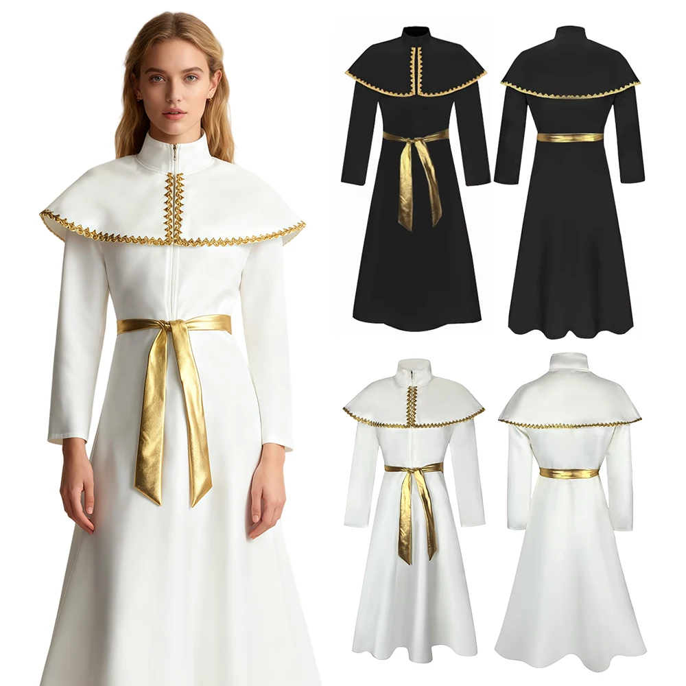 

Medieval Renaissance Priest Long Sleeve Capelet Roman Pope Cosplay Costume Religion Outfits Halloween Performance Costume