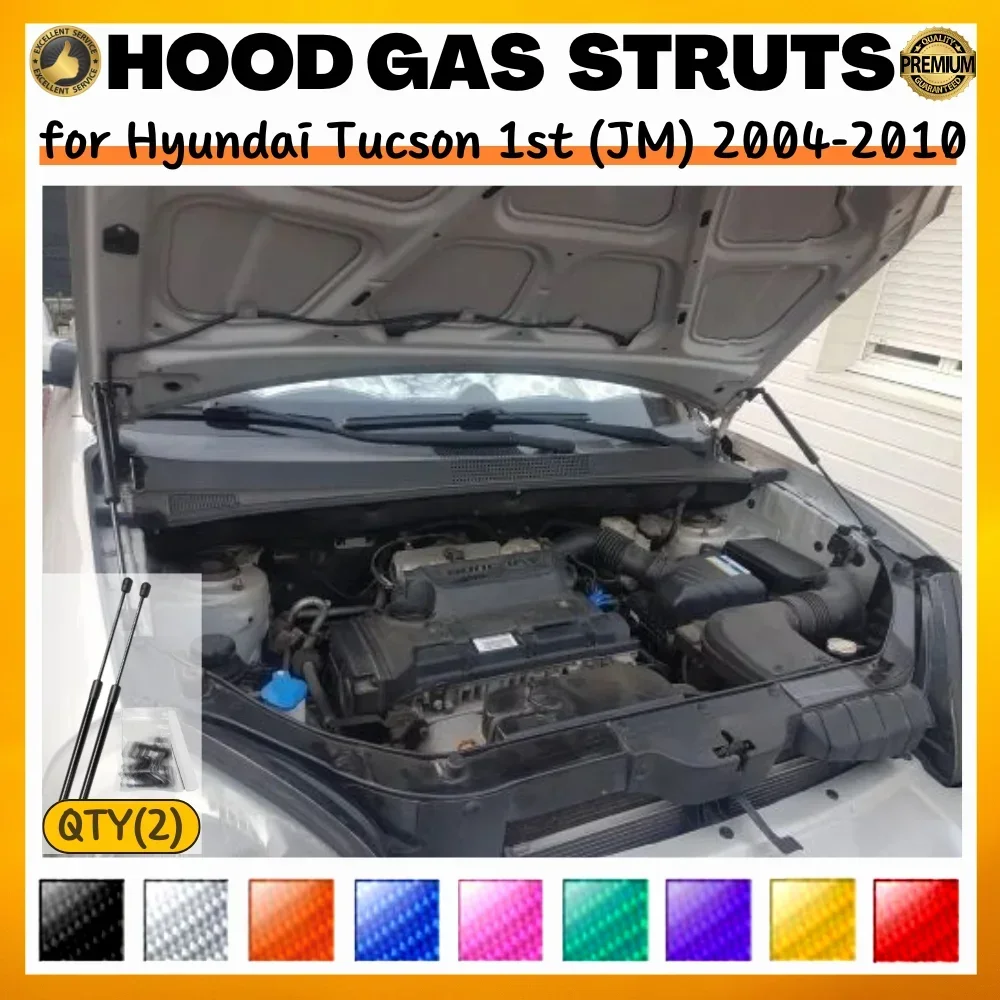 

Qty(2) Hood Struts for Hyundai Tucson 1st (JM) 2004-2010 Front Bonnet Modify Gas Springs Shock Absorbers Lift Supports Dampers