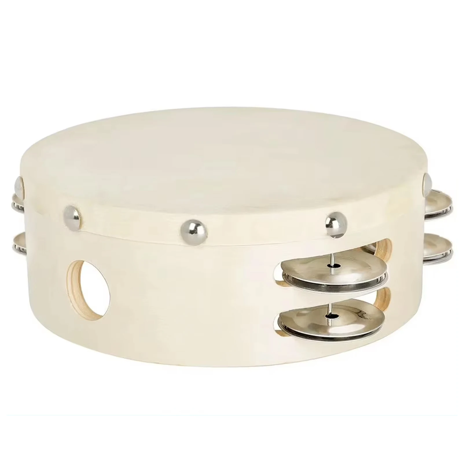 Hand Held Tambourine Toys 6 Inch Double Layer Sheepskin Tambourine Percussion Musical Instrument For Party Kids Games