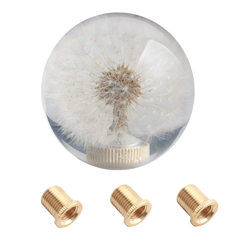 Manual Gear Shift Knob Crystal Ball with Real Dandelions Flowers Car Shift Knobs Gear Shifter Knob with 3 Adapters