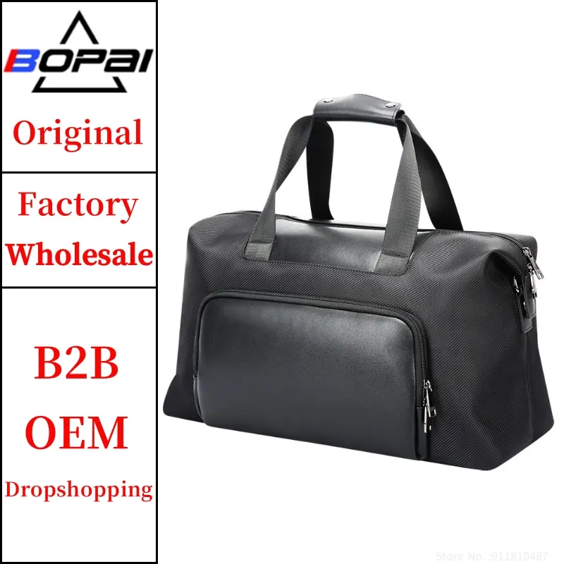 BOPAI Wholesale Custom Business Luxury Real Genuine Leather Large Capacity Carry-on Outdoor Travel Luggage Duffle Bag