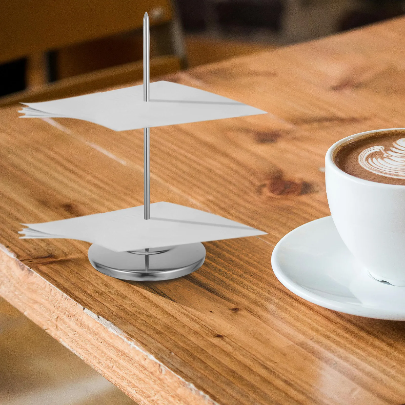 Stainless Steel Receipt Fork Restaurant Non Slip Spike Memo Holder Desk Ticket Stabber Paper Note Organizer Check Fork Office