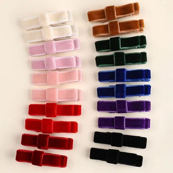 20 ピース/セットベルベットちょう結び女の赤ちゃんヘアピン手作り弓ベビーヘアクリップ子供バレッタプリンセス帽子キッズギフト