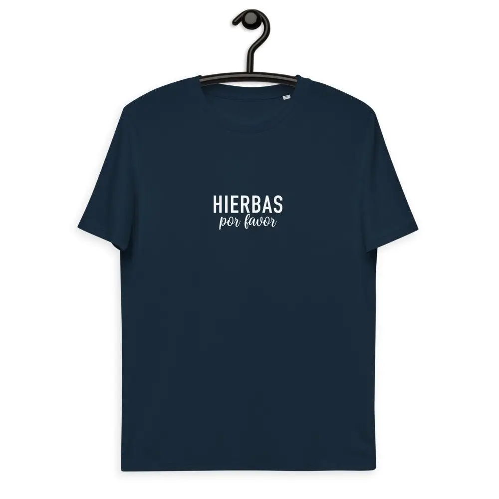 Camiseta de algodón orgánico Unisex Mas Hierbas Por Favor, camiseta más Hierbas Por Favor, camiseta de los Insiders de Ibiza, bebidas típicas de Ibiza, disparos