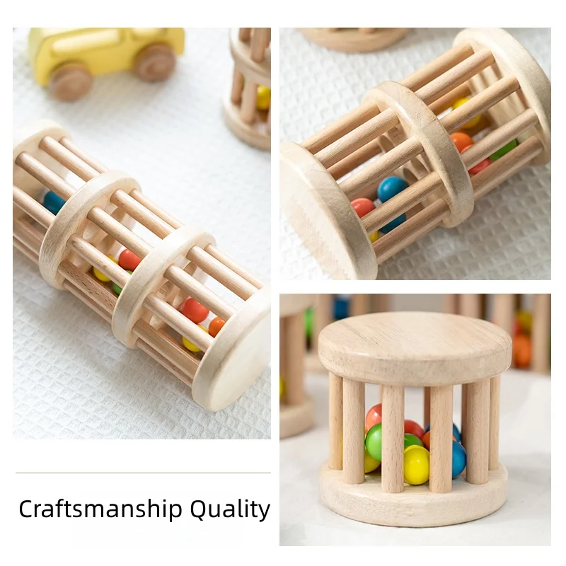 لعبة خشخيشة كروية خشبية ملونة، تصميم أسطواني متعدد الطبقات، فهم، وهز، والاستماع إلى الأصوات الممتعة #5