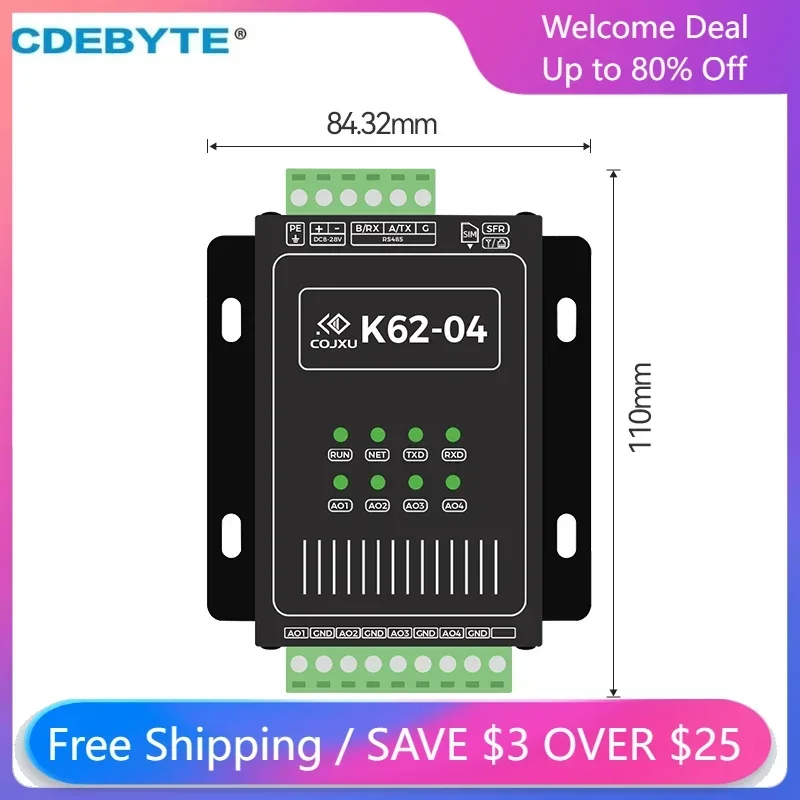 

LoRa RS485 1 Pair Point-to-point 4-20mA Analog K62-DL20 Remote Synchronous Transmission Wireless Acquisition Control PLC Network