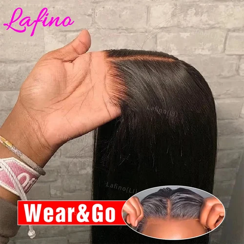 Pelucas sin pegamento cabello humano listo para usar pelucas delanteras de encaje recto de hueso cabello humano 4x4 5x5 pelucas con cierre de encaje HD precortadas para mujeres