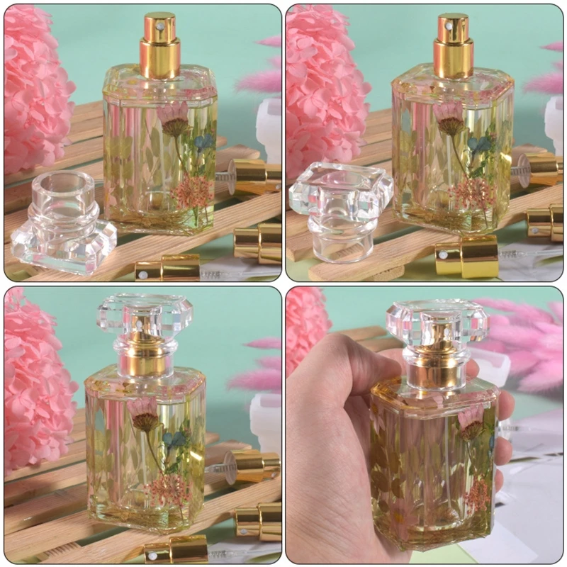 Diy garrafa de perfume moldes com tampa artesanal irregular recipiente frasco de armazenamento de perfume molde de silicone decoração de mesa de escritório em casa