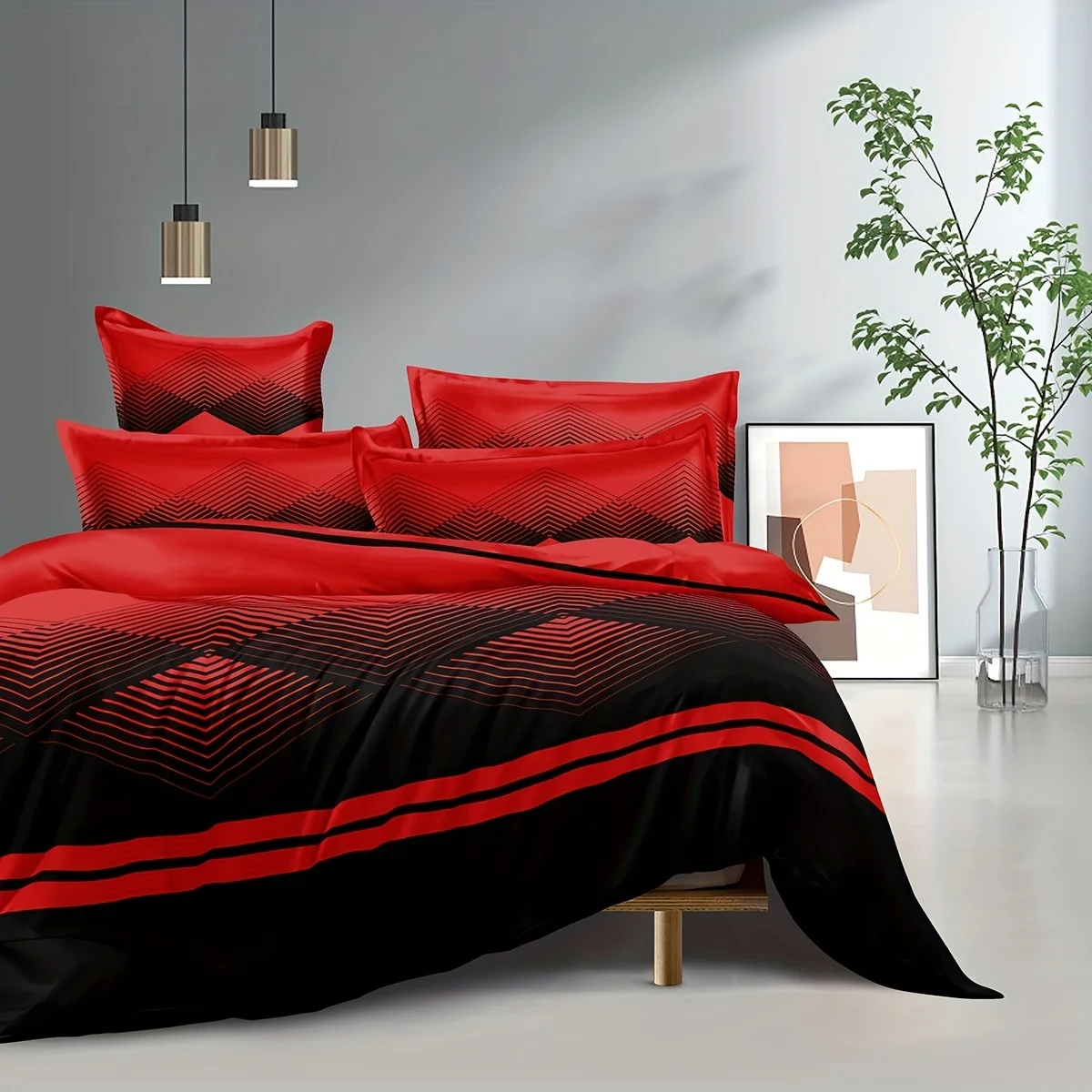 مجموعة غطاء لحاف مخطط بشبكة ماسية عالية الدقة بنمط زهور سوداء تتضمن غطاء لحاف واحد و2 كيس وسادة مثالي لجميع المواسم