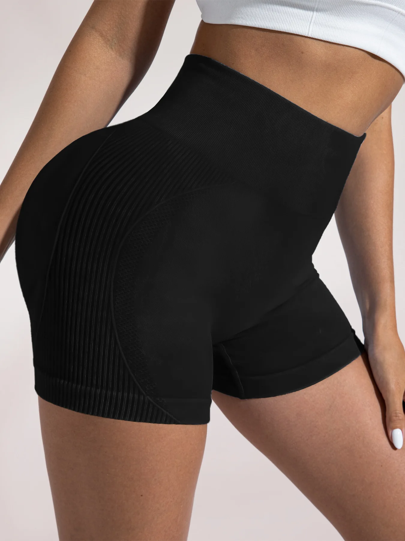 Damen Sand-Wash High-Waist Yoga-Shorts mit Bauchkontrolle und Po-Lifting-Effekt, Hochelastische Slim-Fit Sporthose für Laufen, Fitness und Workout – Detail 31