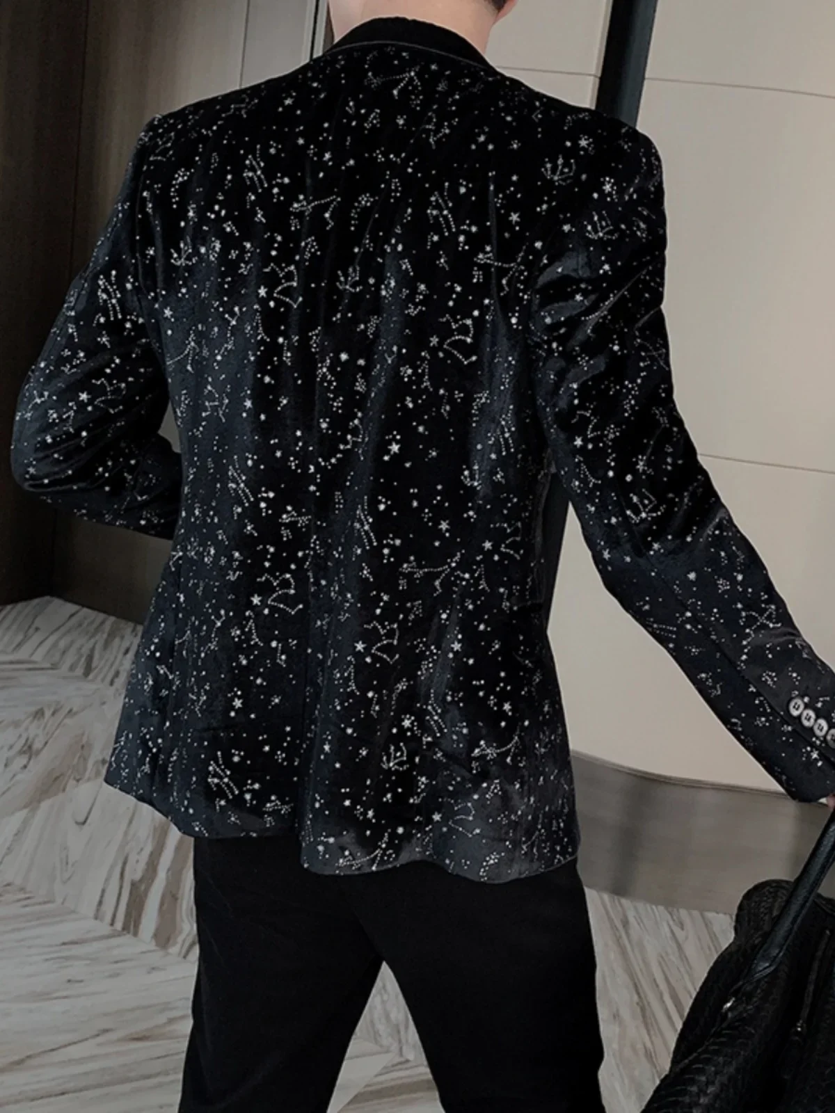 2024 Full Body Diamonds Casual Long Sleeve Small Blazers Men\'s Fashion Slim Suit Jacket Trendy Personality Male Suit Jackets Top