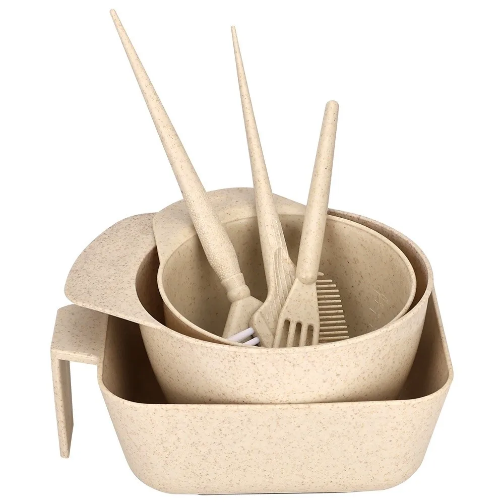 6Pcs 4 Colors Professional Hair Coloring Kit DIY Hairdressing Hair Dye Tools Set Portable Salon Tools Mixing Bowl Brush Set