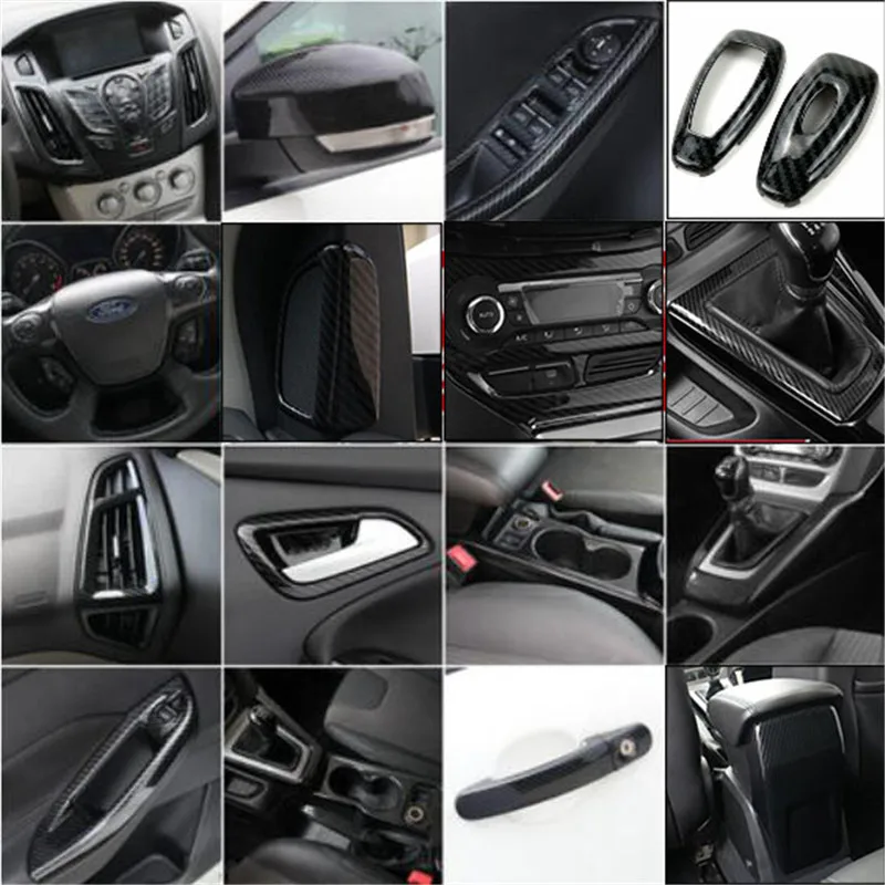 Car Styling Accessories Interior Carbon Fiber  Decorative Trim Sticker trim case For Ford Focus 3 mk3 Sedan Hatchback 2012-2014