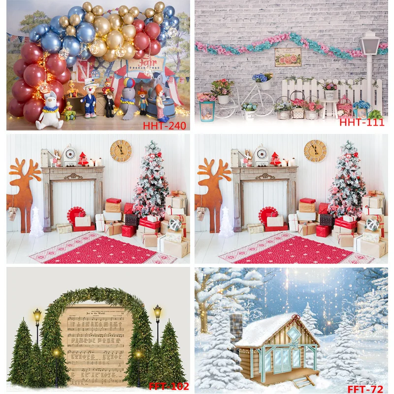 

Personalized Decoration With Colorful Balloon Arch Snowman Background Newborn Baby Birthday Photography Backdrops FSS-104