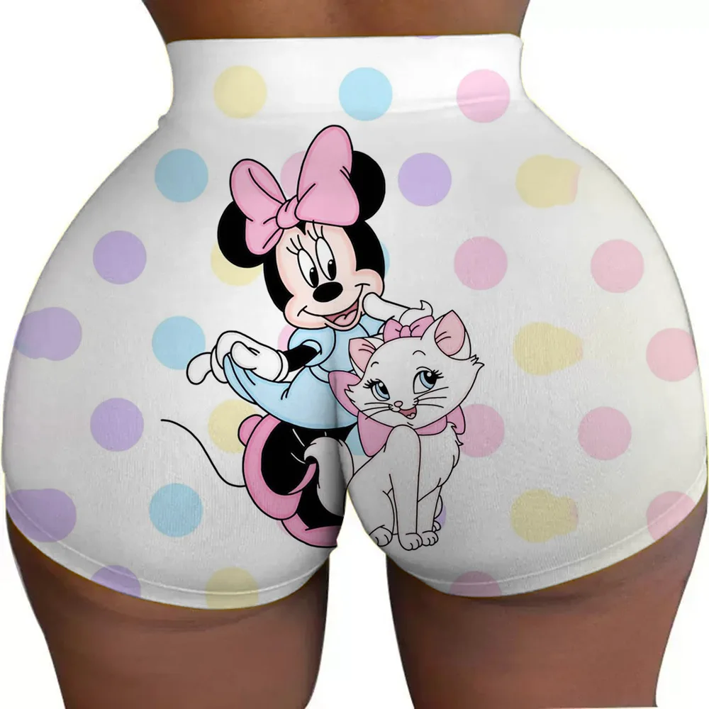 ディズニーミッキー女性のフィットネスバイカーショーツバレーボールヨガショーツバイカーファッション漫画女性ミニセクシーなポールダンスタイトなショーツ