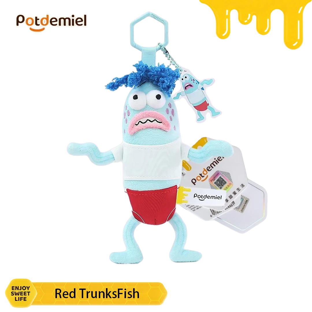 Potdemiel SpongeBob Red Trunks Fish Plush Bag Charm Pendant Retro Beach Theme Doll Backpack Pendant Kids Gift Collectible Figure