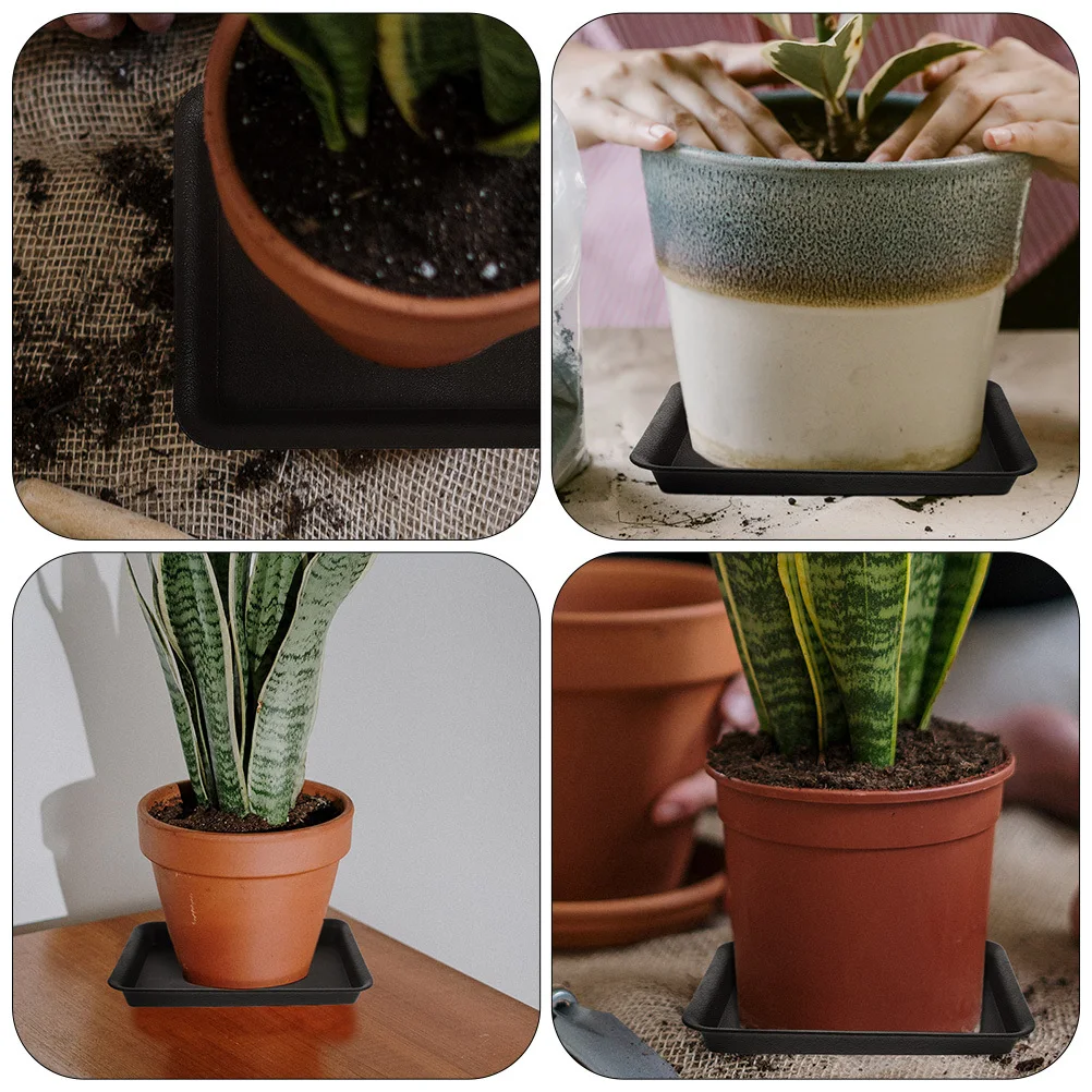 

4Pcs Resin Plastic Trays Saucers for Plant Pot Replanting Essential Waterproof Base Plates No Soil Leakage Design