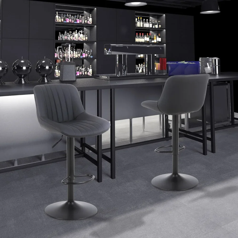 

Bar Stools Set, Swivel Counter Height Barstools with Back, Adjustable PU Leather Bar Chairs, Modern Armless Kitchen Island Stool