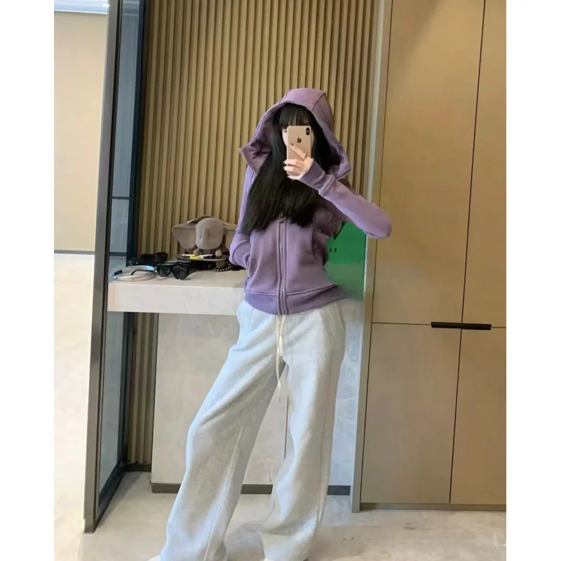 Women Scuba Fleece Sweatpants Winter Warm Mid Waist Drawstring Wide Leg Athletic Lounge Pants Soft Cozy Casual Sports Trousers