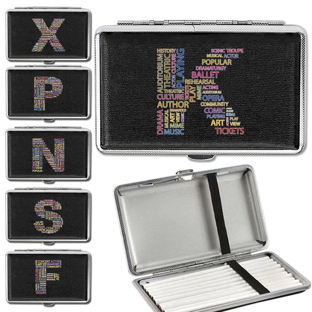 

Metal PU Cigarette Case Pocket Tobacco Organizer Portable Smoke Storage Box Waterproof Text Letter Pattern Travel Accessories