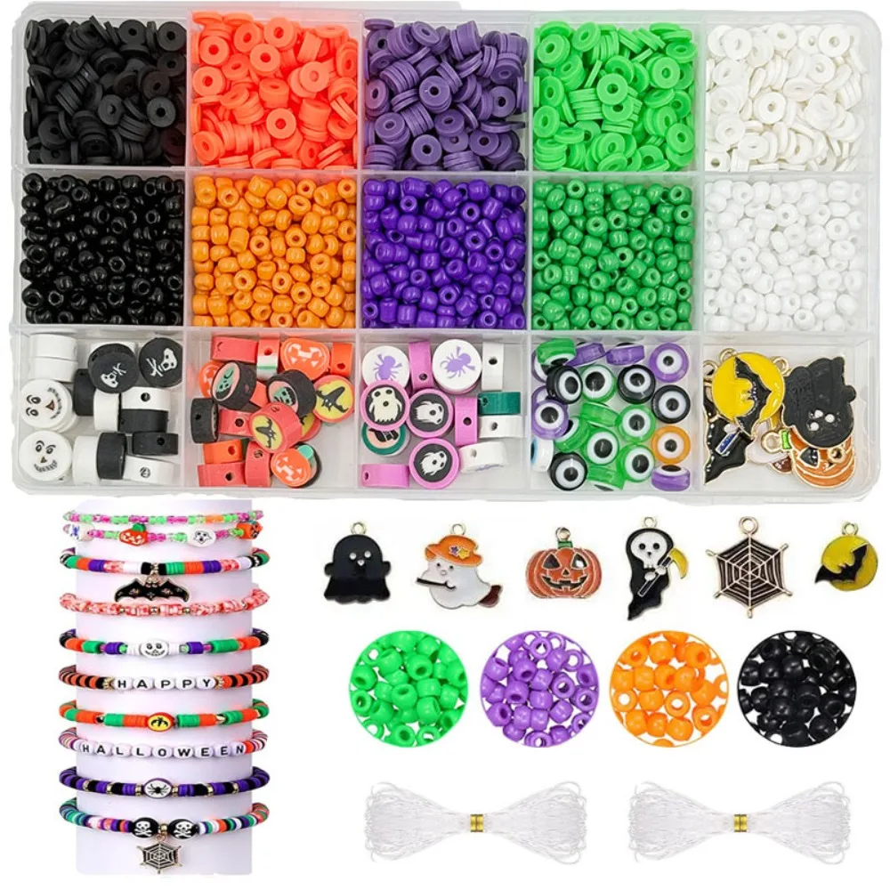 2025 جديد Hot البيع 2086 قطعة هالوين مطرز مجموعة سوار صنع عدة البرية شعبية شبح اليقطين الخفافيش قلادة عدة DIY بها بنفسك مجوهرات #1
