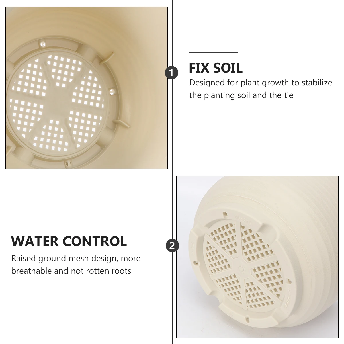 

Label Plastic Flower Pot Plants Planting Pots with Drainage Swing Beige Herb Garden Planter