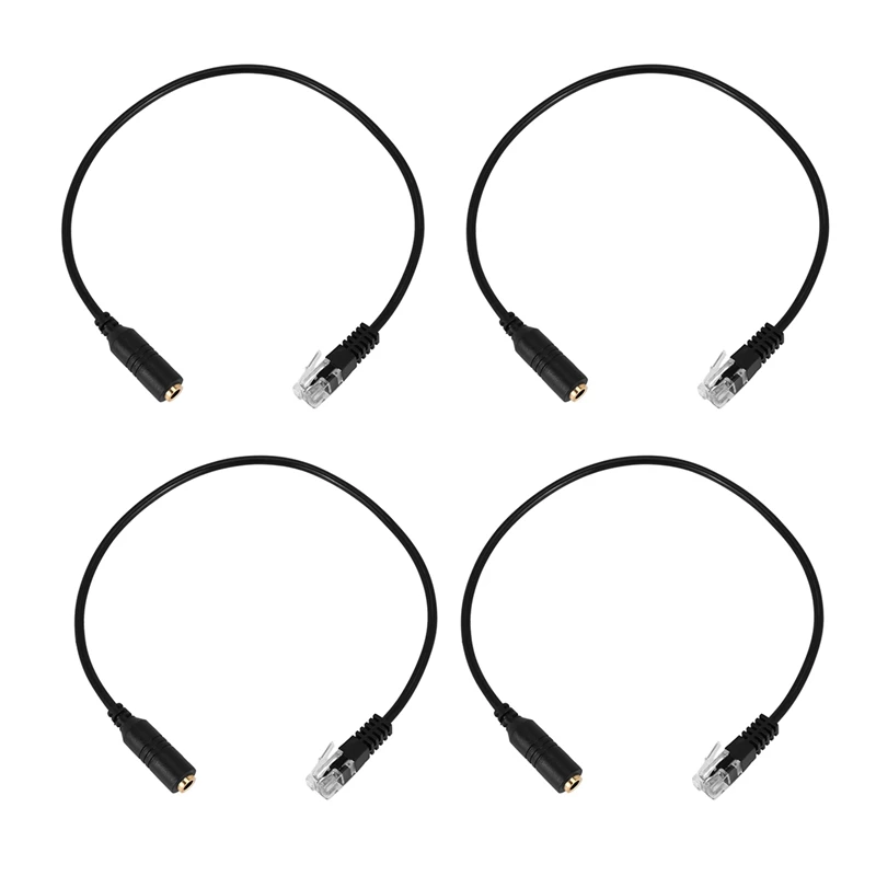 

4X 3.5Mm Plug Jack To RJ9 For Iphone Headset To For Office Phone Adapter Cable