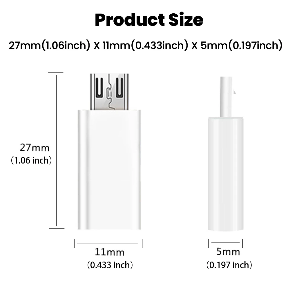 Elough 1/2/5/10PCS Type-C Mobile Adapter Type-C Revolving Micor USB Female Data Cable Fast Charging Cable OTG Adapter
