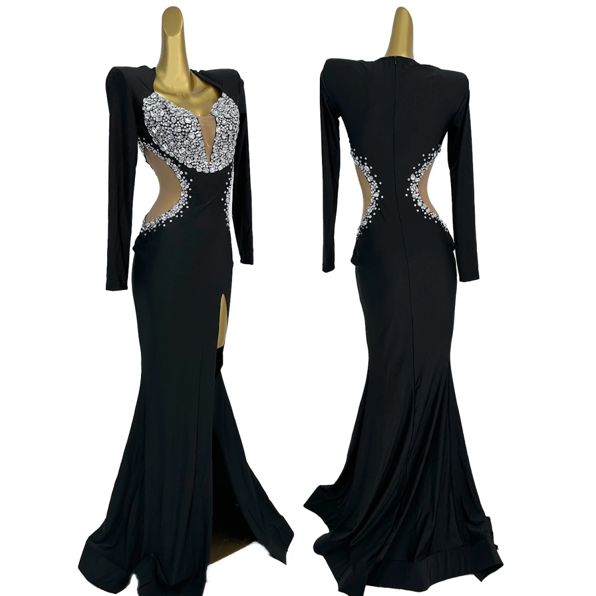 

Black Long Prom Sexy Dresses Sparkly Rhinestone Elegant Evening Dress Women's Formal Dress Birthday Party Photo Shoot Wear Wuyu