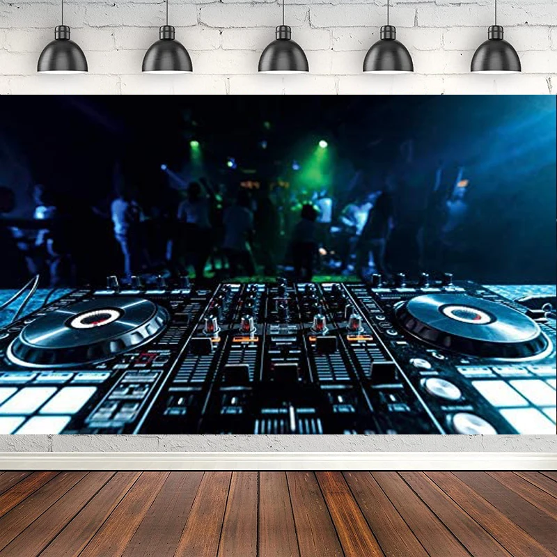 

Rock Stage Photography Backdrop Music Party Wall Art Decorations DJ Keyboard Photo Background Banner Poster