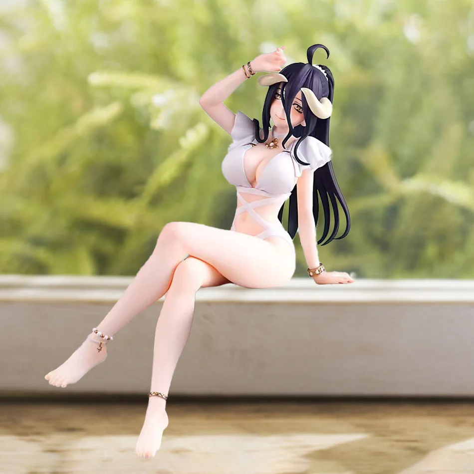 Overlord Figures Figura anime Albedo, costume da bagno ragazza sexy, modello figurine seduta, statua in PVC, collezione di bambole, giocattoli decorativi,