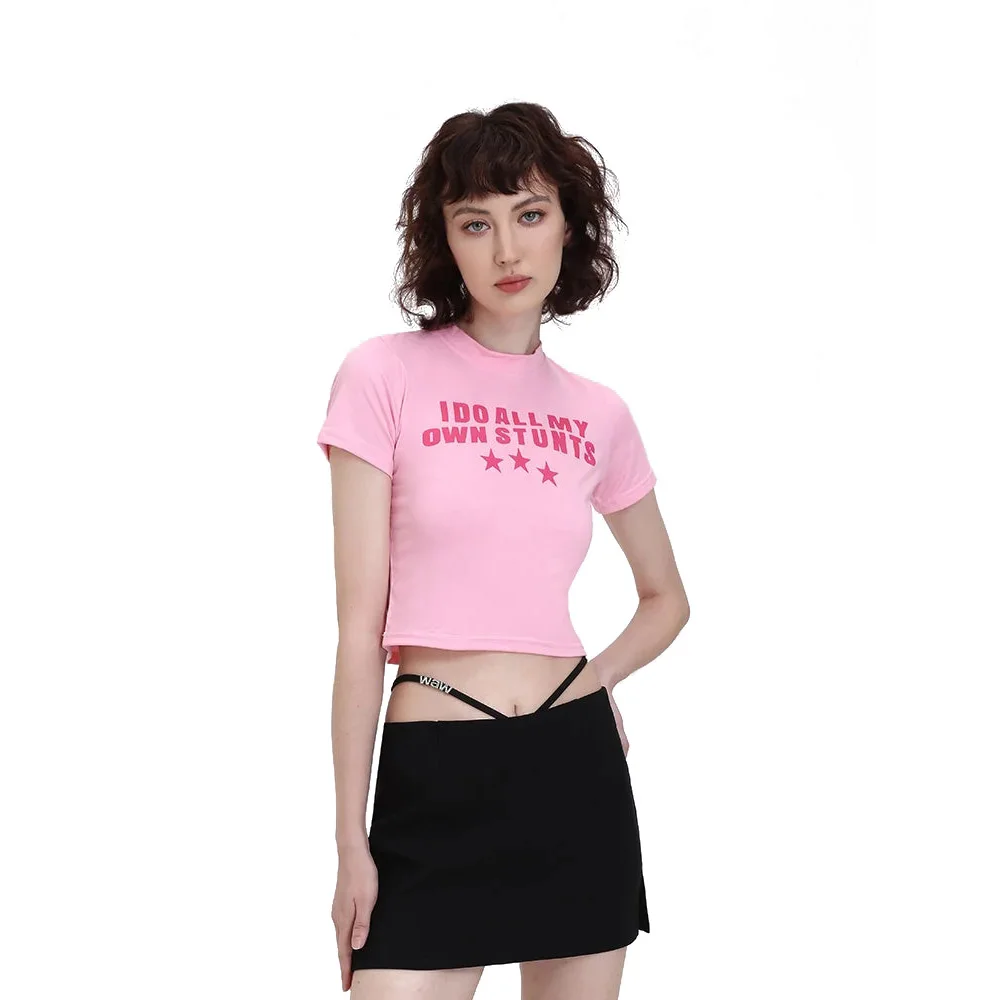 Top corto de manga corta para mujer, ropa de calle Y2k, Tops ajustados, estética, hada grunge, Kawaii, gótico, Verano