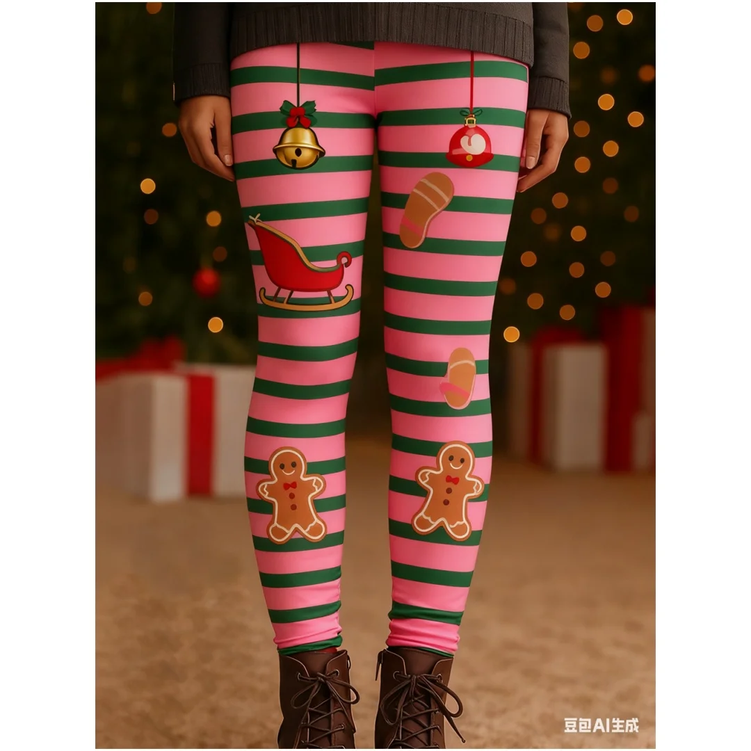 

Женские брюки Рождественская атмосфера Модные рождественские брюки Эластичные штаны для йоги Эластичная резинка на талии Осень-зима y2k одежда для женщин