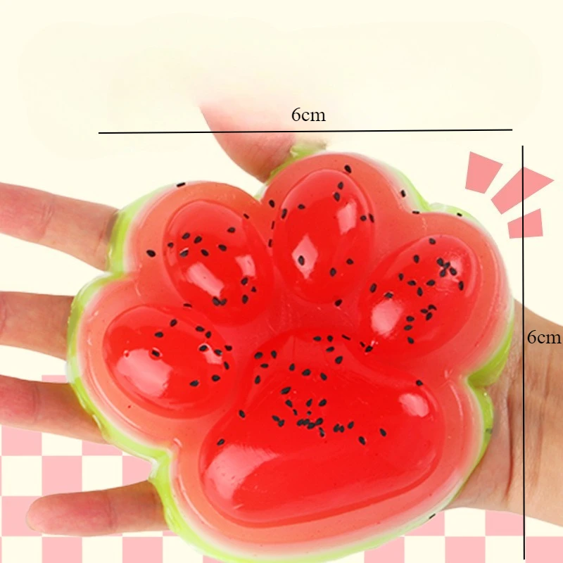 Bambini Adulti Alleviare lo stress Massaggio per alleviare l'umore impetuo Simolare il colore Zampa di gatto Frutta Anguria Impastare Giocattolo super morbido