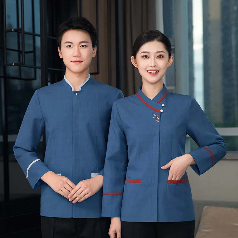 زي تنظيف غرفة الفندق الخريف الشتاء الملكية فندق تنظيف الموظفين الزي الرسمي مول مستشفى تنظيف عمال للجنسين #1