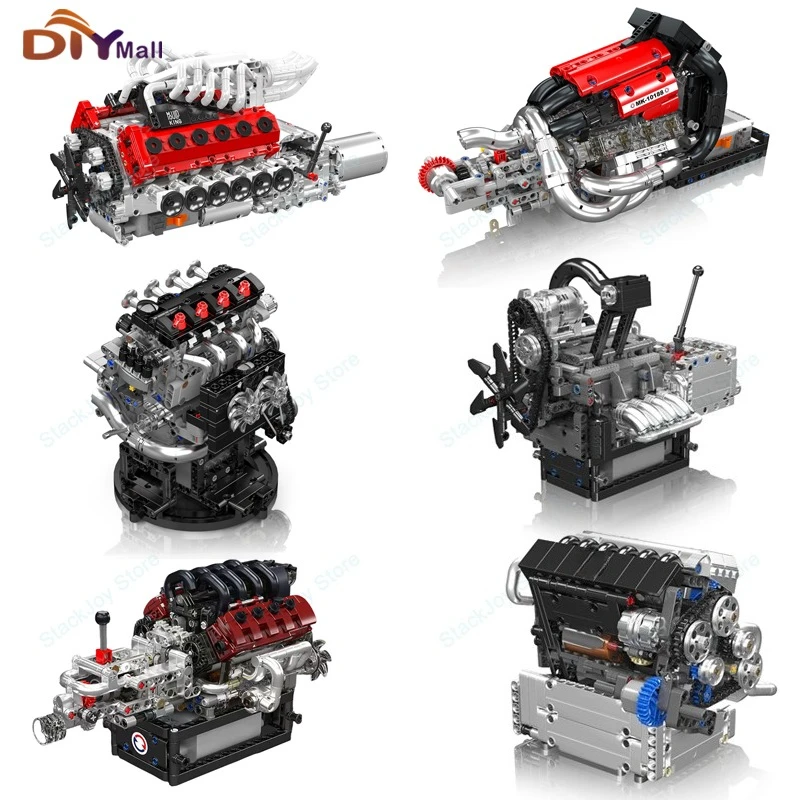 

MOLD KING V8 V12 Поршень Роторный Автомобильный Двигатель Строительные Блоки Моторизованная Имитационная Модель Техническая Сборка Кирпичи Игрушки для Взрослых