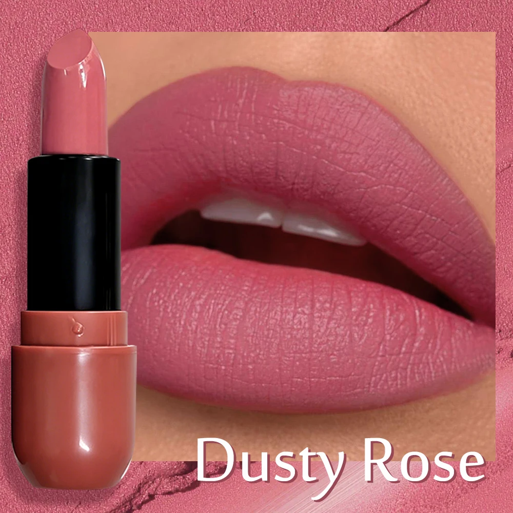 Wasserfester Matter Lippenstift, Intensive Farbe mit Samt-Finish, Langanhaltend und Verschmierfrei für Frauen