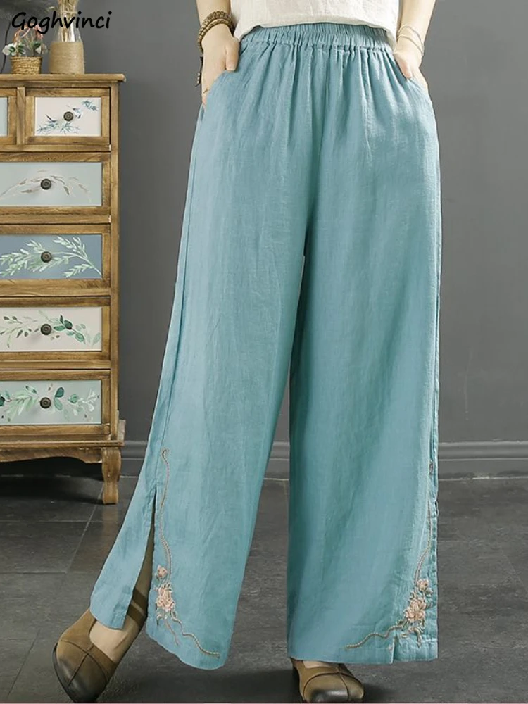 

M-4XL Брюки женские в китайском стиле с вышивкой привлекательная уличная одежда для отдыха свободные ретро до щиколотки летние удобные повседневные новые