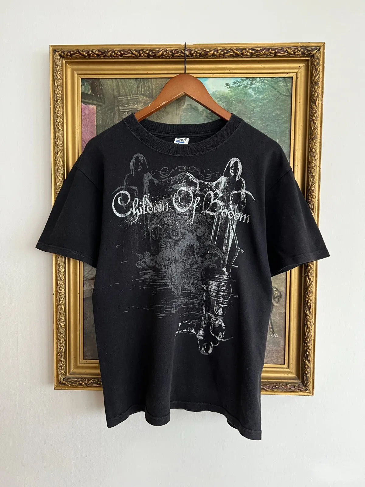 Винтажная футболка Children of Bodom с черной полосой 2008, размер M