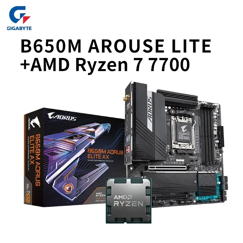 

GIGABYTE B650M AORUS ELITE +AMD Ryzen 7 7700 Процессор 192G Micro-ATX AMD B650 DDR5 6600 (OC) МГц M.2 Разъем AM5 Материнская плата placa mae