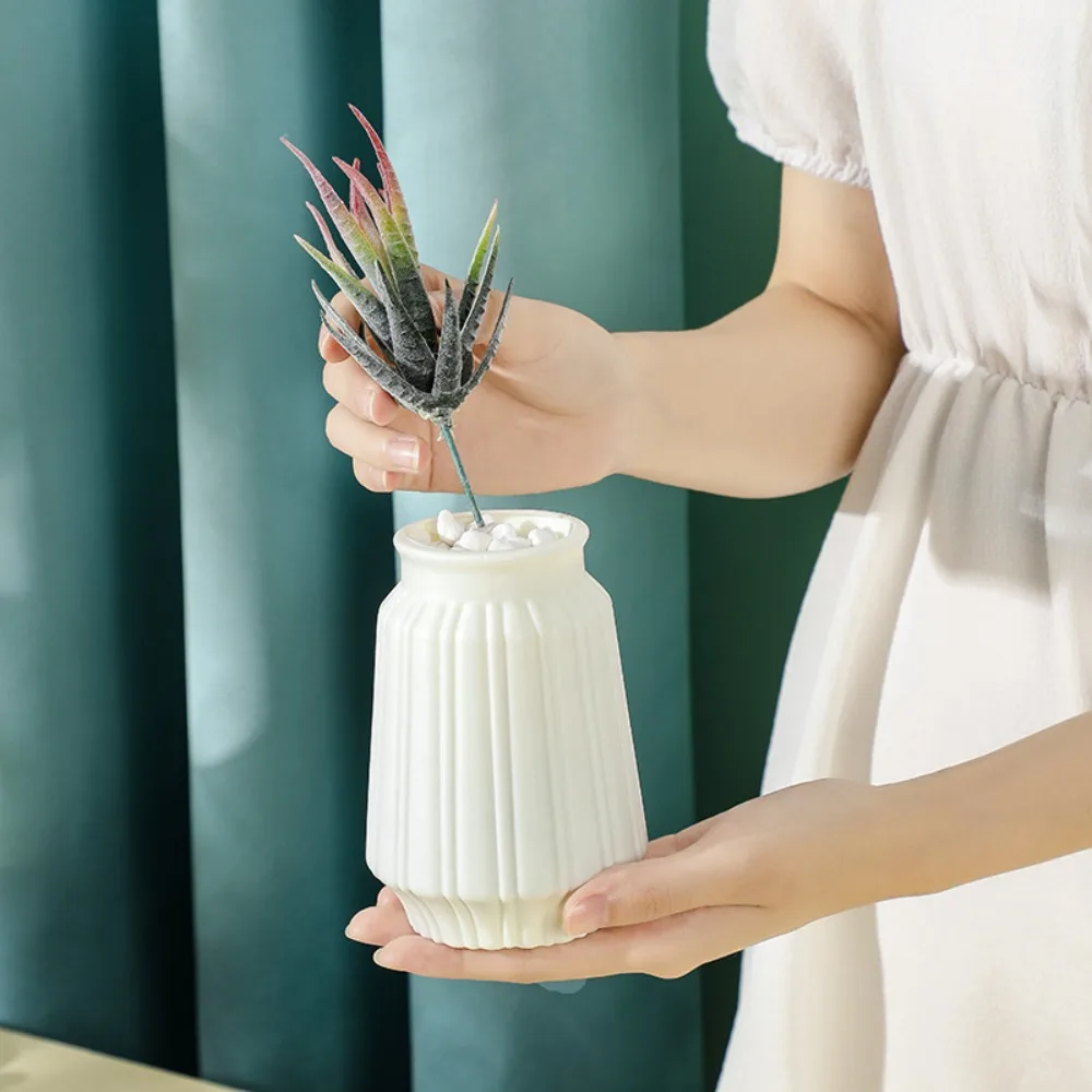 Plastic Flower Vase Imitation Ceramic Imitation Glaze Process Flower Pot Modern Nordic Style Flower Arrangement Home Decoration