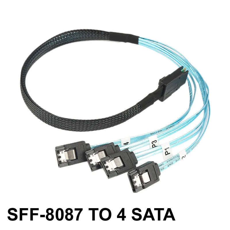 Mini SFF 8087 SAS to 4 SATA 3.0 36p Adapter Converter Controller 6gb Forward Breakout Straight Head Solid State Drive Data Cable