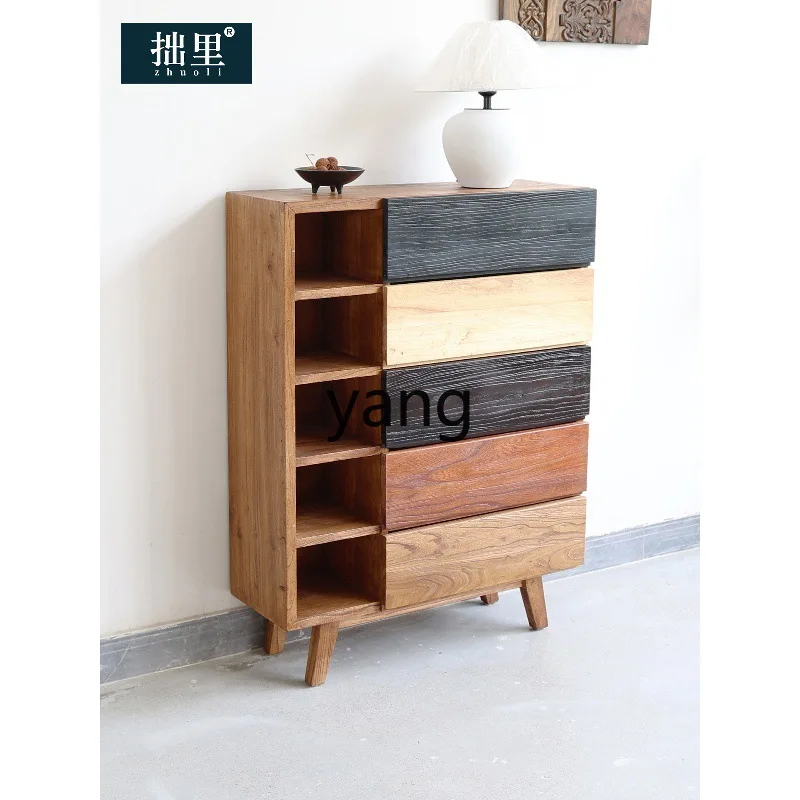 LMM old wood chest of drawers B & B retro storage living room locker