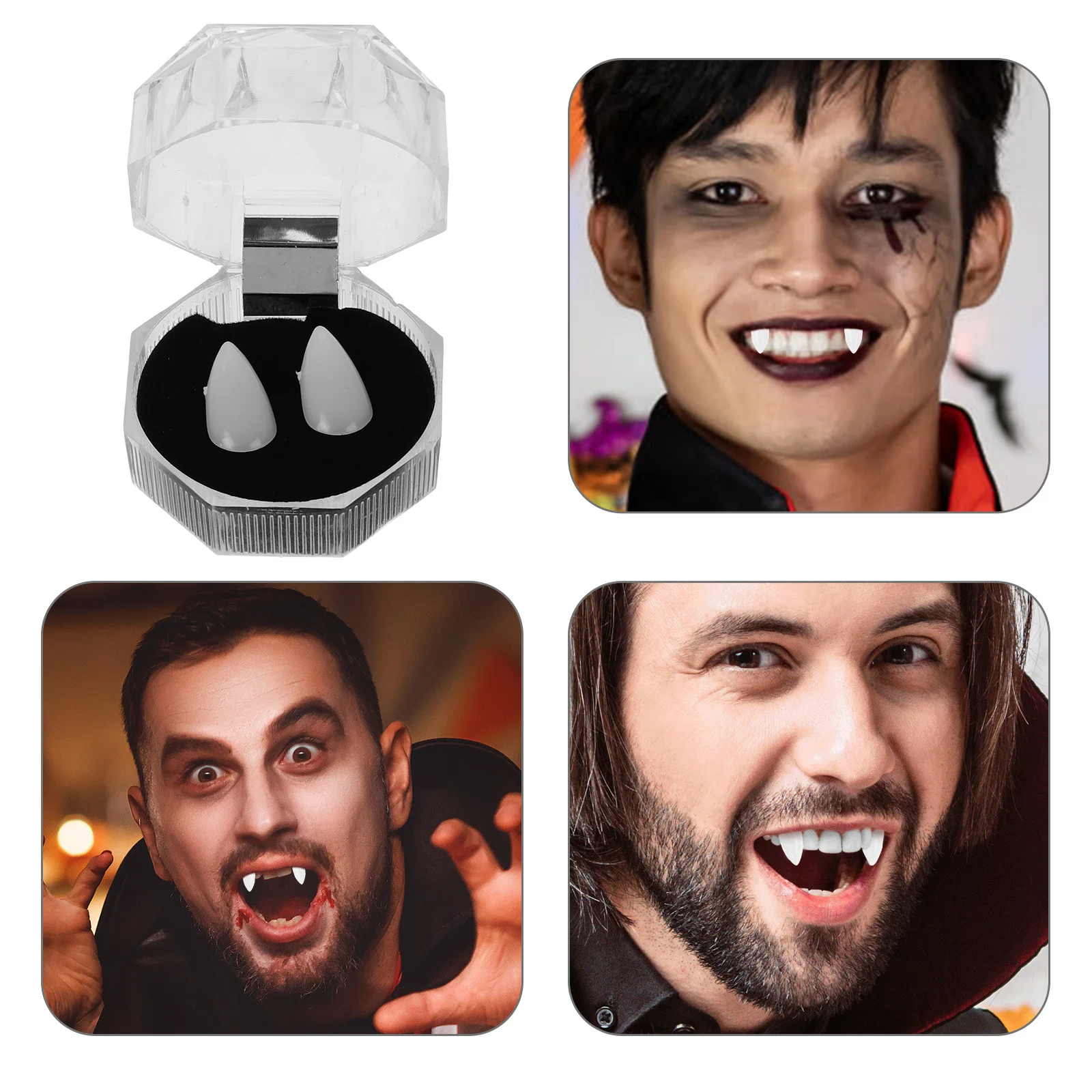 

1Pair Comfortable Wear Vampire Fangs Halloween Dress Up Cosplay Accessories Demon Teeth Fake Tooth Party Props